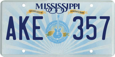 MS license plate AKE357