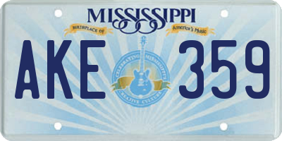 MS license plate AKE359