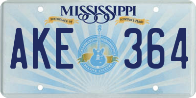 MS license plate AKE364
