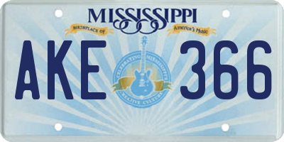 MS license plate AKE366