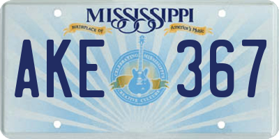 MS license plate AKE367