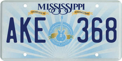 MS license plate AKE368
