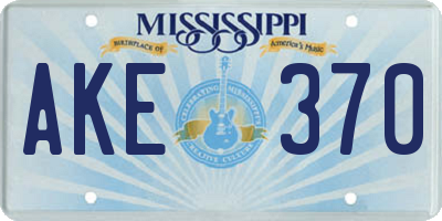 MS license plate AKE370