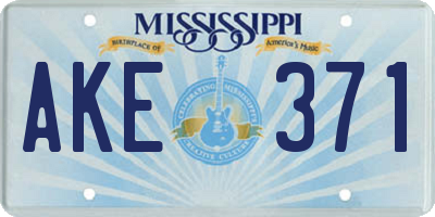 MS license plate AKE371