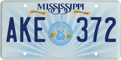 MS license plate AKE372
