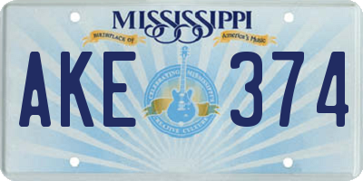 MS license plate AKE374