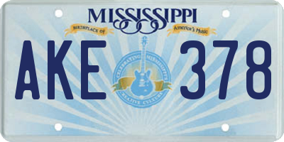 MS license plate AKE378