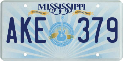 MS license plate AKE379
