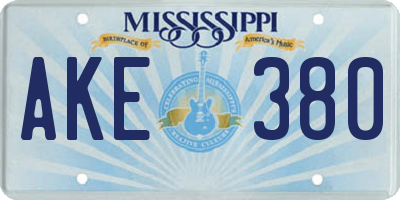 MS license plate AKE380
