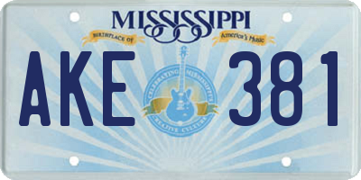 MS license plate AKE381
