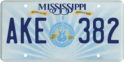 MS license plate AKE382