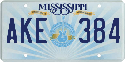 MS license plate AKE384