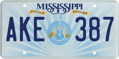 MS license plate AKE387