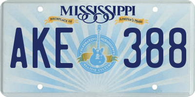MS license plate AKE388