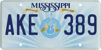 MS license plate AKE389
