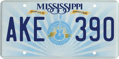 MS license plate AKE390