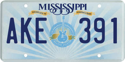 MS license plate AKE391