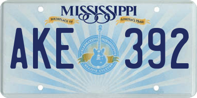 MS license plate AKE392