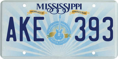 MS license plate AKE393