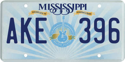 MS license plate AKE396