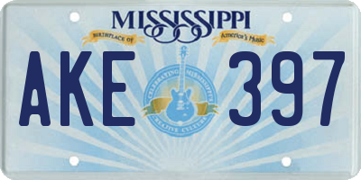 MS license plate AKE397