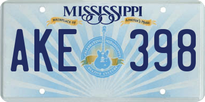 MS license plate AKE398