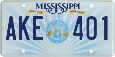 MS license plate AKE401