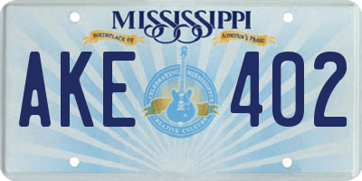 MS license plate AKE402