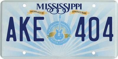 MS license plate AKE404