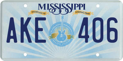 MS license plate AKE406