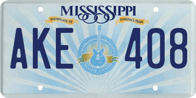 MS license plate AKE408