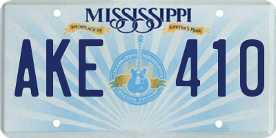MS license plate AKE410