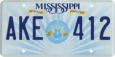MS license plate AKE412