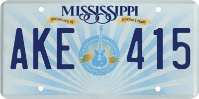MS license plate AKE415