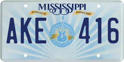 MS license plate AKE416