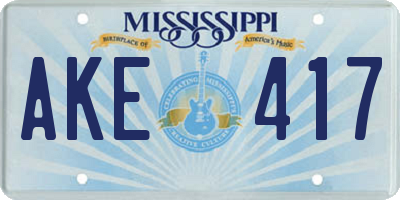 MS license plate AKE417
