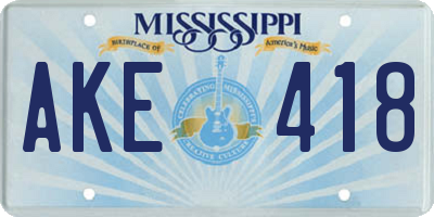 MS license plate AKE418