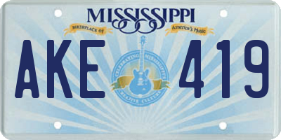 MS license plate AKE419