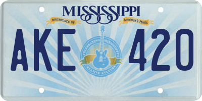 MS license plate AKE420