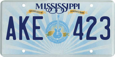 MS license plate AKE423