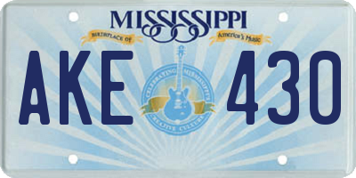 MS license plate AKE430