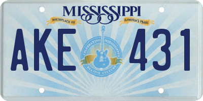 MS license plate AKE431