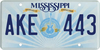 MS license plate AKE443