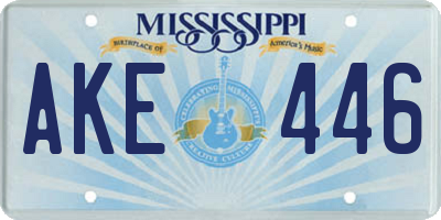 MS license plate AKE446