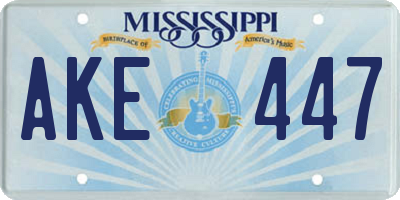 MS license plate AKE447