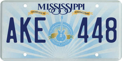 MS license plate AKE448