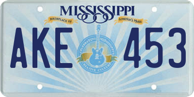 MS license plate AKE453