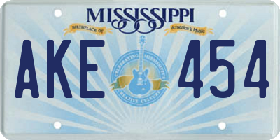 MS license plate AKE454