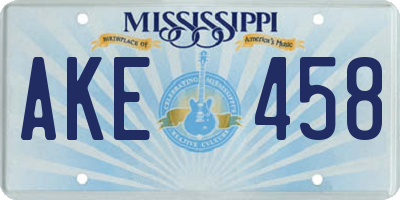 MS license plate AKE458