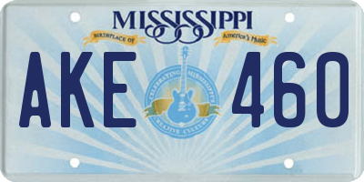 MS license plate AKE460